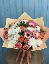 Букет цветов из:  Розы, Герберы и Хризантемы #REPLACE_PRED# Какашуре