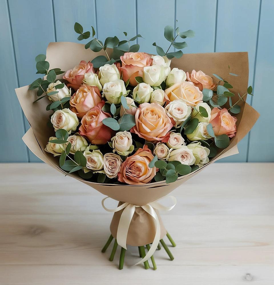 Букет цветов из: Альстромерии и Розы в Какашуре