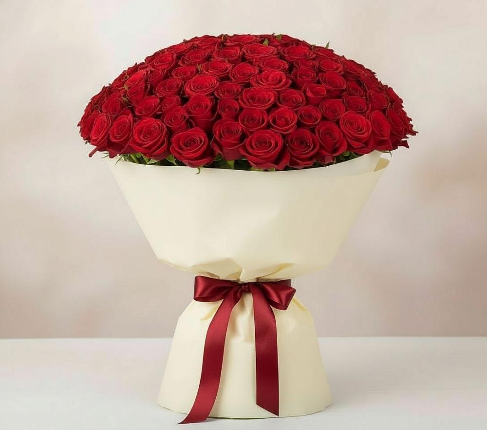 Букет 101 Красная роза Милано в Какашуре