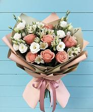 Букет цветов из:  Розы, Альстромерии и Лизиантусы в Какашуре