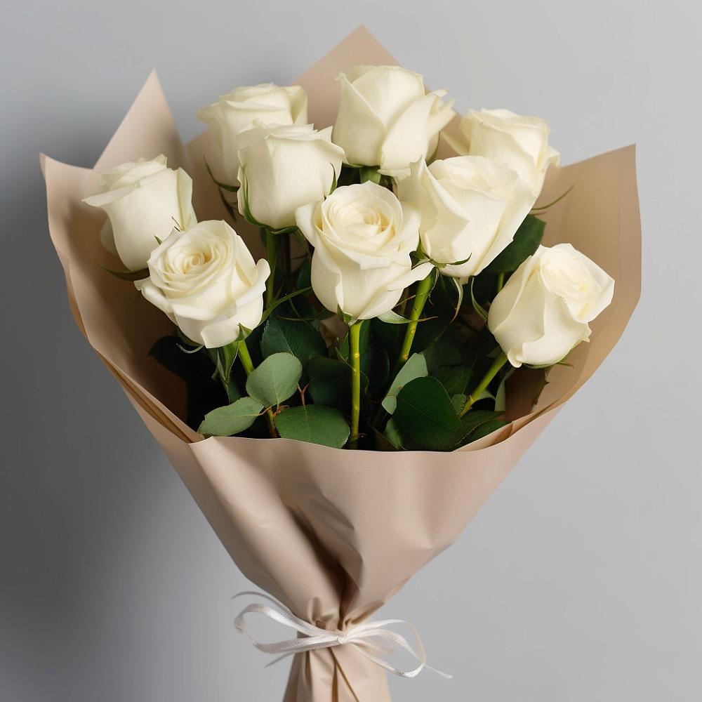 Букет 9 Белых роз Эдлесс Лав в Какашуре