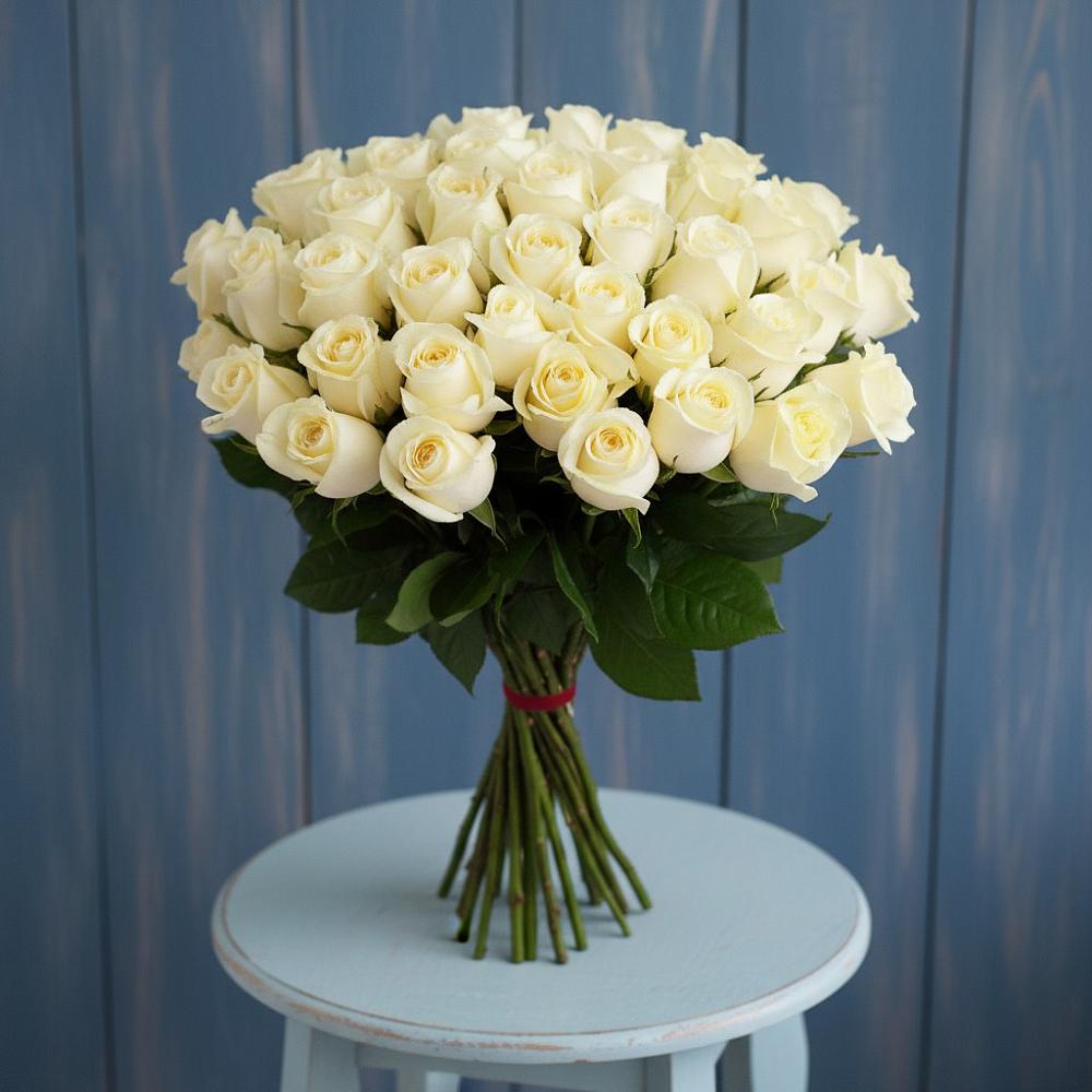 Букет 51 Белая роза Эдлесс Лав в Какашуре