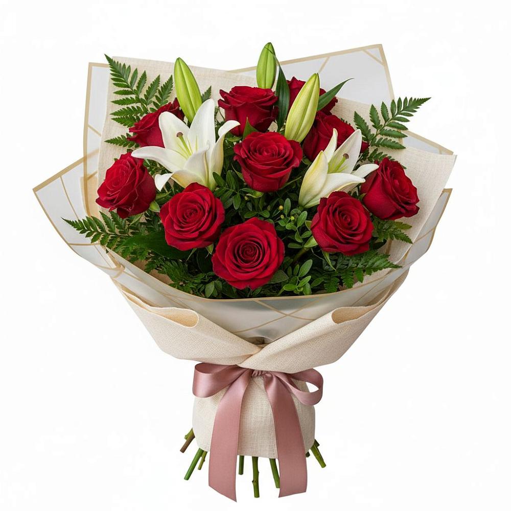 Букет цветов из: Лилии и Розы в Какашуре