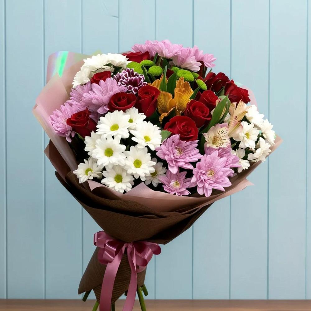 Букет цветов из: Розы, Хризантемы и Альстромерии в Какашуре