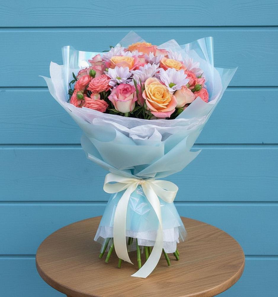 Букет цветов из: Хризантемы и Розы в Какашуре